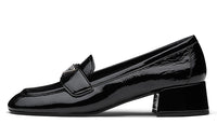 PRADA Triangle Logo Patent Leather Shoes 'Black' Women's