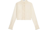 CELINE Romy Cropped Shirt In Lace And Cotton