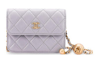 CHANEL Sheepskin Fanny Pack, Coin Purse, Shoulder Bag, Crossbody Bag Women's Gray