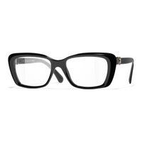 CHANEL Acetate Irregular Shape Eyeglass Frames Unisex Black