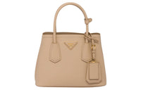 PRADA Double Leather Tote Bag, Shopping Bag, Shoulder Bag, Crossbody Bag, Handbag Mini Women's Sand Yellow
