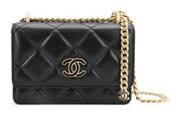 CHANEL WOC Metal Lambskin One Shoulder Crossbody Clutches Regular Women's Black