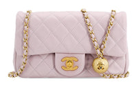 CHANEL 21B Fall Classic Flap CF Sheepskin Shoulder Bag, Crossbody Bag Women's Light Purple