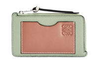 LOEWE Cow Leather Coin Card Holder Women's Thyme Green/Smoky Brown