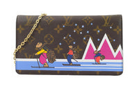LOUIS VUITTON Pochette Weekend Monogram Illustre Xmas Bear Brown/Pink