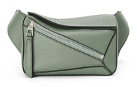 LOEWE Puzzle Smooth Calf Leather Sling Bag, Fanny Pack Mini Men's Dark Sage Green