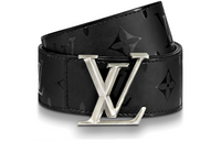 LOUIS VUITTON Cow Leather Leather Belts Men's Black Width: 4cm