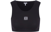 LOEWE Cropped Cotton Anagram Tank Top Black/White