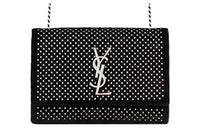 SAINT LAURENT KATE Faux Crystal Fabric Chain Bag, Crossbody Bag, Shoulder Bag Small Size Women's Black