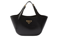 PRADA Leather Tote Bag Shopping Bag Handbag Medium Size Women's Black