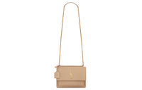 SAINT LAURENT SUNSET Smooth Leather Crossbody Bags Shoulder Bags Women's Dark Beige