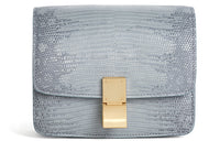 CELINE Classic Bo Lizard Skin Shoulder Bag Crossbody Bag Handbag Small Size Women's Haze Blue