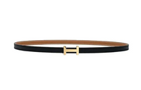HERMES Leather Belts Women's Black/Gold Width 1.3cm