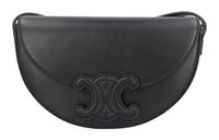 CELINE BesaceTriomphe Smooth Cow Leather Saddle Bag, Crossbody Bag, Shoulder Bag Women's Black