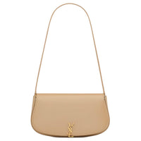 SAINT LAURENT Calfskin Handbag, Shoulder Bag Women's Black Toffee