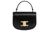 CELINE Triomphe Bright Calfskin Shoulder Bag, Crossbody Bag, Handbag Mini Women's Black