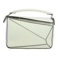 LOEWE Puzzle Grain Calfskin Leather Shoulder Bag, Crossbody Bag, Handbag Trumpets Women's Light Green