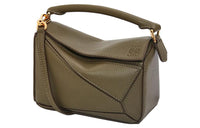 LOEWE Puzzle Cow Leather Geometric Bag Puzzle Bag Handbag Shoulder Bag Crossbody Bag Mini Women's Dark Khaki Green