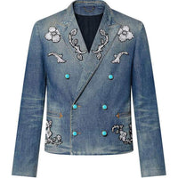 LOUIS VUITTON Embroidered Double-Breasted Cotton Chambray Jacket