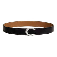 HERMES Calfskin Leather Belts Unisex Black/Brown Width 3.8cm