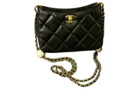 CHANEL Waxed Leather Hobo Bag Shoulder Bag Crossbody Bag Women's Black