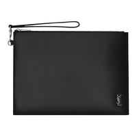 SAINT LAURENT CASSANDRE Cow Split Leather Clutch Regular Unisex Black