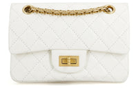 CHANEL 2.55 Calfskin Mouth Cover Bag Crossbody Bag Mini Women's White
