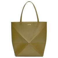 LOEWE Shiny Cow Leather Tote Bag, Shopping Bag, Shoulder Bag, Handbag Extra Large Men's Olive