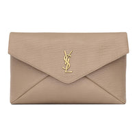 SAINT LAURENT CASSANDRE Sheepskin Envelope Bag, Clutch Tubas Women's Dusty Gray