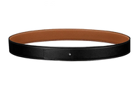 HERMES Calfskin Leather Belts Men's Black/Brown Width: 3.2cm
