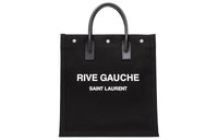 SAINT LAURENT Rive Gauche Canvas With Calfskin Tote Bag, Shopping Bag, Canvas Bag, Handbag Men's Black