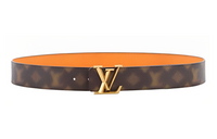 LOUIS VUITTON Leather Belts Men Brown Yellow