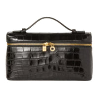 Loro Piana Small Crocodile Leather Handbag Crossbody Bag Women's Black
