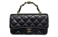 CHANEL WOC Sheepskin Handbag Shoulder Bag Crossbody Bag Mini Women's Black
