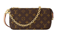LOUIS VUITTON Coated Canvas Cow Leather Patchwork Trim Handbag Shoulder Bag Women's Brown