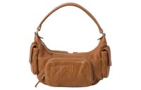 MIU MIU Leather One Shoulder Handbags Women's Brown