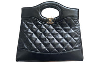 CHANEL Waxed Cow Leather Shoulder Bag Crossbody Bag Handbag Mini Women's Black