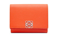 LOEWE Anagram Pebbled Calfskin Wallet Women's Vibrant Orange