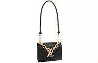 LOUIS VUITTON Twist Epi Grained Leather Patchwork Trim Shoulder Bag Crossbody Bag Small Size Women's Black