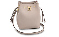 LOUIS VUITTON Grain Calfskin Bucket Bags Crossbody Bag, Shoulder Bag Women's Pink Gray