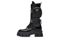 PRADA Monolith 55mm Pouch Tall Boots Black Leather