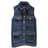 CHANEL Tank Tops Women's Dark Blue