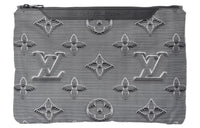 LOUIS VUITTON 2054 Cow Leather Clutch Unisex Gray