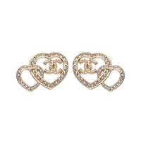 CHANEL 2022 Heart Rhinestone Earrings