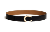 HERMES Calfskin Leather Belts Men's Black Width: 3.8cm
