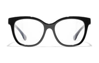 CHANEL Acetate Square Eyeglass Frames Women's Black