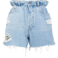 MIU MIU Logo Printed Distressed Shorts