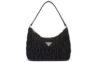 PRADA Nylon Fabric With Saffiano Leather Handbag Mini Women's Black