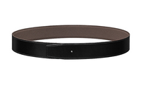 HERMES Calfskin Leather Belts Men's Black/Tin Gray Width: 3.8CM