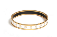 HERMES Enamel Gold-Plated Metal Bangles Women's White